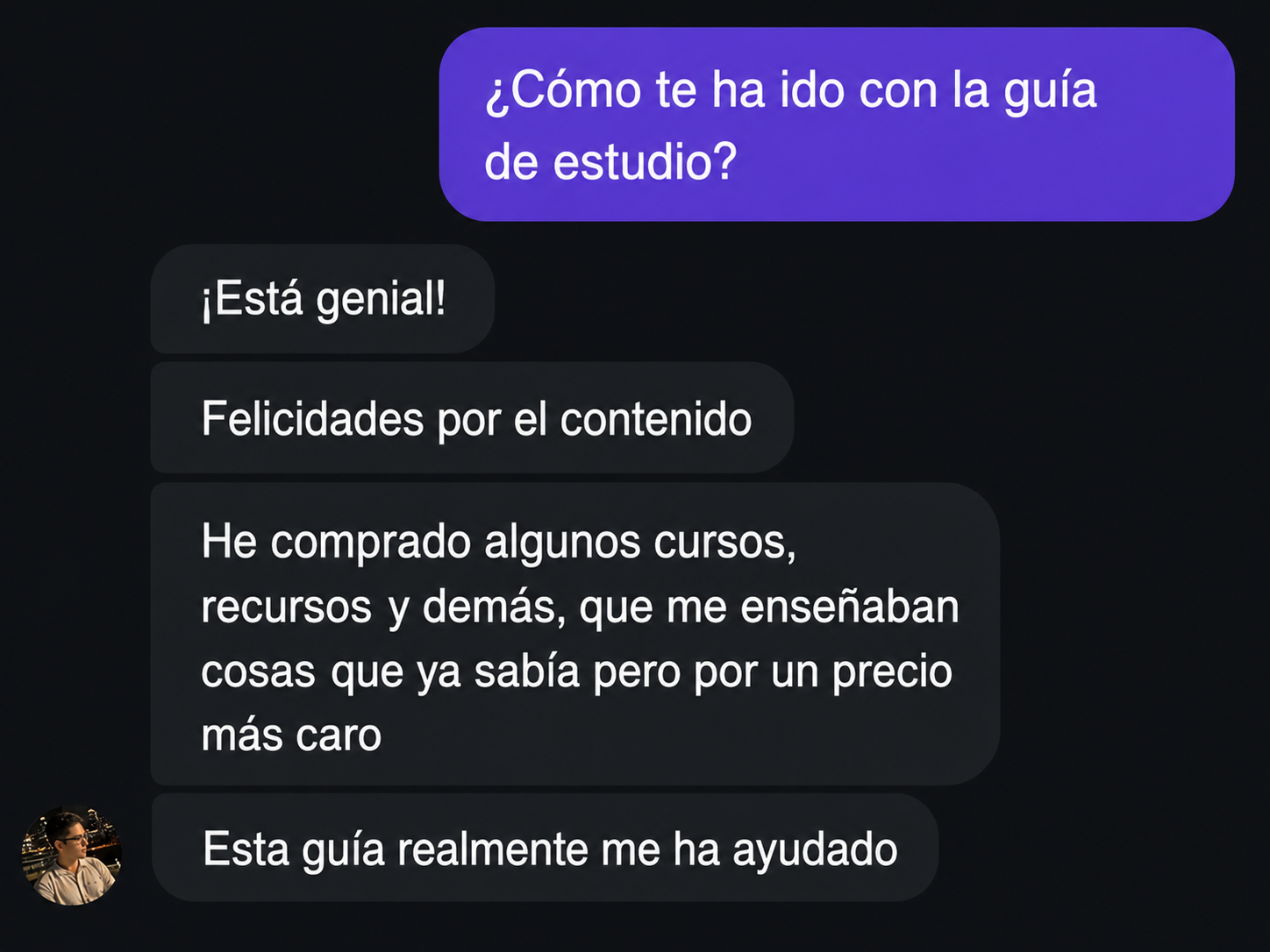 Testimonio de estudiante: la guía realmente le ha ayudado