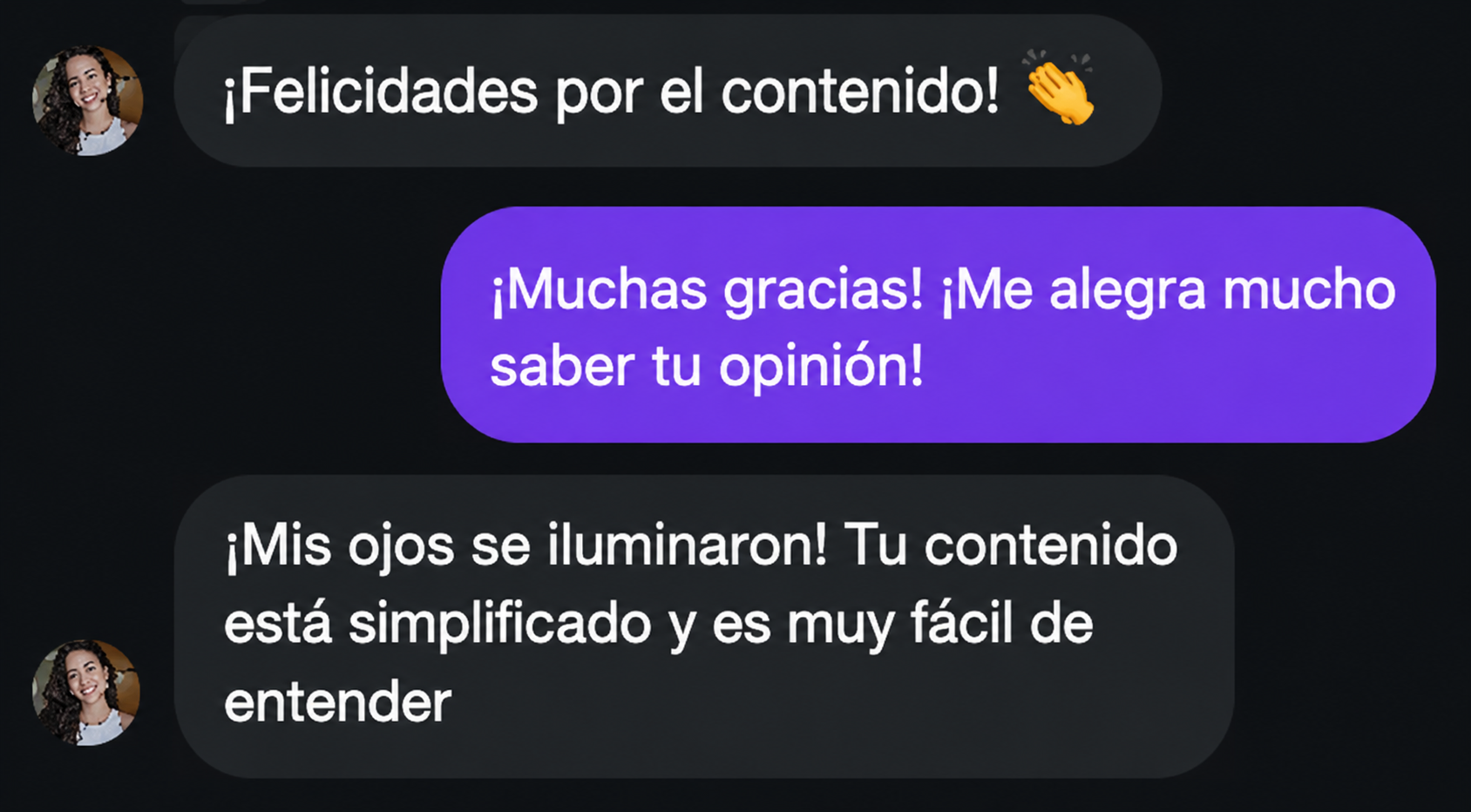 Testimonio de estudiante: contenido simplificado y fácil de entender